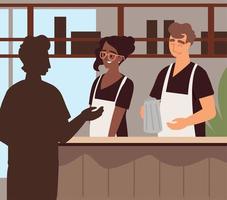 funcionários restaurante e cliente vetor