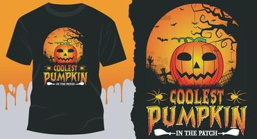 abóbora mais legal do patch, design de camiseta com citação de halloween vetor