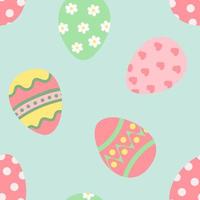 ovos de páscoa com enfeites coloridos. padrão sem emenda de vetor em fundo brilhante. design de férias de primavera para tecido, embrulho, papel de parede.