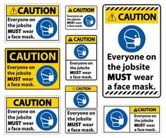 cuidado todo mundo deve usar sinais de uma máscara facial vetor