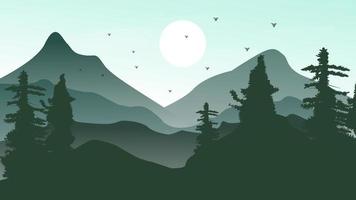 ilustração plana de silhueta de paisagem de montanha vetor