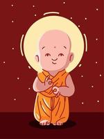 monge budista em pé vetor