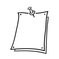 papel de nota desenhado à mão com botão no estilo doodle vetor