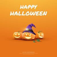 fundo de halloween, cara engraçada de três abóboras, ilustração vetorial vetor