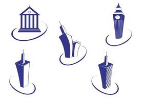 ícones e símbolos de edifícios vetor