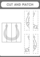 cortar e combinar partes de ferradura, jogo para crianças. ilustração vetorial, planilha para impressão vetor