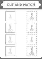 cortar e combinar partes de tesoura, jogo para crianças. ilustração vetorial, planilha para impressão vetor