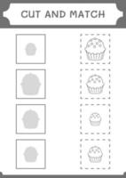 corte e combine partes do cupcake, jogo para crianças. ilustração vetorial, planilha para impressão vetor