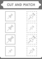 cortar e combinar peças de alfinete, jogo para crianças. ilustração vetorial, planilha para impressão vetor