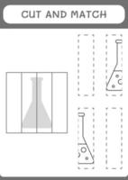 cortar e combinar partes do frasco de química, jogo para crianças. ilustração vetorial, planilha para impressão vetor