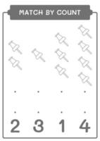 jogo por contagem de alfinete, jogo para crianças. ilustração vetorial, planilha para impressão vetor