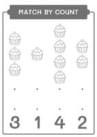 jogo por contagem de cupcake, jogo para crianças. ilustração vetorial, planilha para impressão vetor