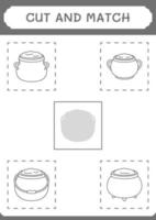 cortar e combinar partes do caldeirão, jogo para crianças. ilustração vetorial, planilha para impressão vetor