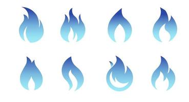 ícones de vetor de chamas de gás isolados do fundo. sinal conjunto azul queima de gás natural no estilo simples. ilustração vetorial
