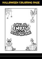 página para colorir de citações de halloween. página para colorir de halloween para crianças. vetor
