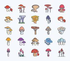 variedade de conjunto de ícones de cogumelo vetor