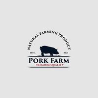 design de logotipo de qualidade premium de fazenda de porco vetor