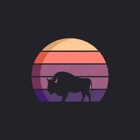 grande conceito de design de logotipo plano simples de bisão selvagem vetor