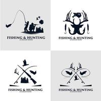 conjunto de design de logotipo de caça e pesca vetor