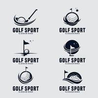 conjunto de modelo de design de logotipo de silhueta de esporte de golfe vetor