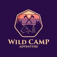 modelo de vetor de design de logotipo de acampamento selvagem