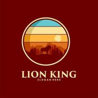 rei leão no design do logotipo da montanha vetor