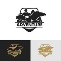 conjunto de vetor premium de fundo de logotipo de aventura vintage