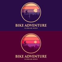 design de logotipo de estrada de montanha de bicicleta de aventura vetor