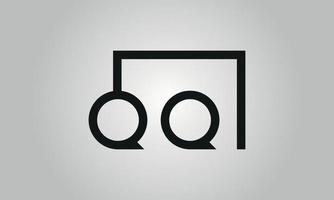 design de logotipo de letra qq. qq logotipo com forma quadrada em cores pretas modelo de vetor livre.