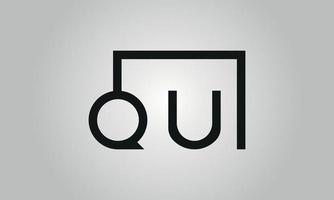design de logotipo letra qu. qu logotipo com forma quadrada em cores pretas modelo de vetor livre.