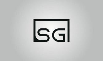 design de logotipo de letra sg. sg logotipo com forma quadrada em cores pretas modelo de vetor livre.