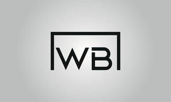 design de logotipo de carta wb. wb logotipo com forma quadrada em cores pretas modelo de vetor livre.