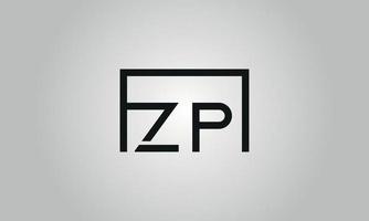 design de logotipo de letra zp. zp logotipo com forma quadrada em cores pretas modelo de vetor livre.