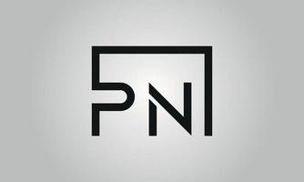 design de logotipo de letra pn. logotipo pn com forma quadrada em cores pretas modelo de vetor livre.