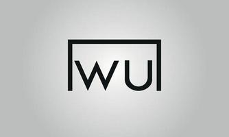 design de logotipo de letra wu. wu logotipo com forma quadrada em cores pretas modelo de vetor livre.