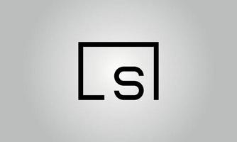 design de logotipo letra ls. ls logotipo com forma quadrada em cores pretas modelo de vetor livre.