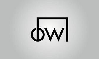 design de logotipo de letra ow. ow logotipo com forma quadrada em cores pretas modelo de vetor livre.