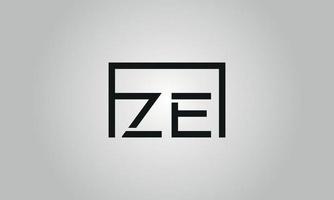 design de logotipo letra ze. ze logotipo com forma quadrada em cores pretas modelo de vetor livre.