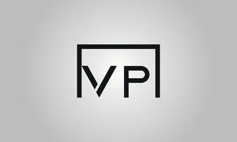 design de logotipo de carta vp. vp logotipo com forma quadrada em cores pretas modelo de vetor livre.