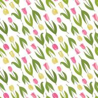 padrão sem emenda de tulipas de primavera. isolado no fundo branco. dia internacional da mulher. para convites de casamento, design, cartão, impressão ou plano de fundo. vetor