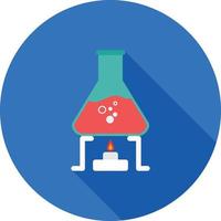 ícone de sombra longa plana de experimento químico vetor