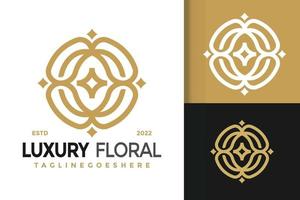 design de logotipo de estrela floral de luxo, vetor de logotipos de identidade de marca, logotipo moderno, modelo de ilustração vetorial de designs de logotipo