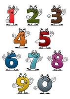 números e dígitos engraçados dos desenhos animados vetor