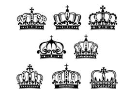 conjunto de coroas reais heráldicas ornamentadas vetor