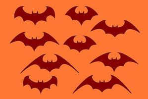 conjunto de vetores de diferentes morcegos de halloween. morcegos voadores de halloween. morcego de vetor de vampiro. silhueta escura de morcego voando em um estilo simples