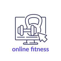 ícone de linha de fitness online em branco vetor