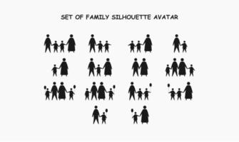 conjunto de avatar de silhueta familiar vetor