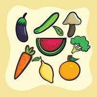 legumes e frutas em um composto vetor