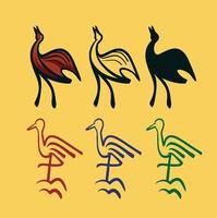 variantes de logotipo ilustrativo de pássaro de guindaste vetor