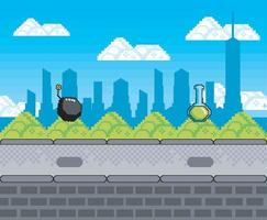 pixel art paisagem urbana vetor